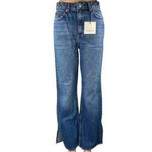NEW Piral Women's Blue High Waisted Straight Bootcut Slit Denim Jeans Size M